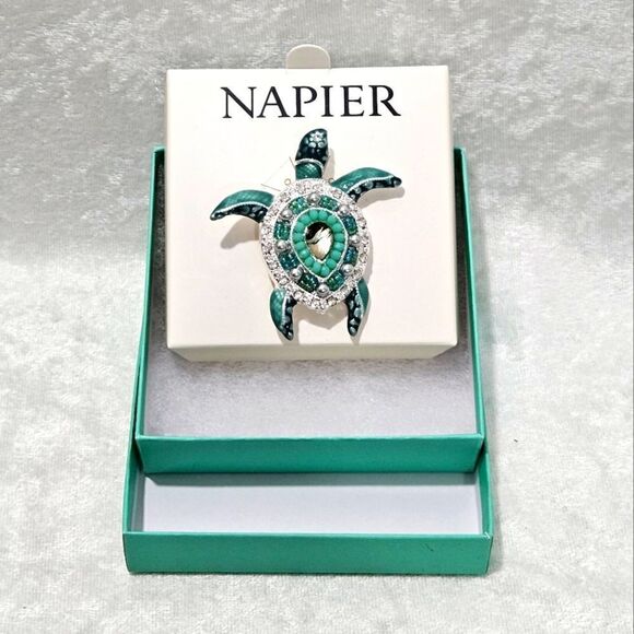 🐢Sea turtle brooch in shades of teal. - Picture 1 of 4
